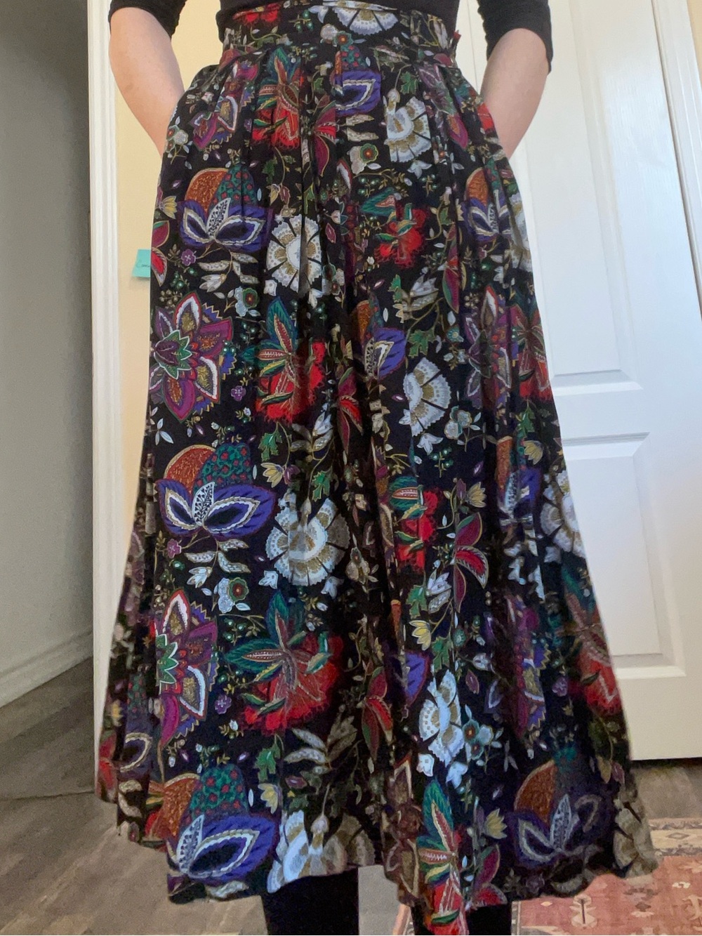 Vintage Floral Midi Skirt